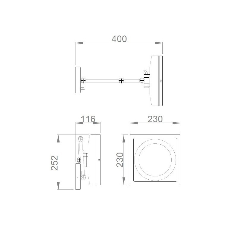 Зеркало Подвесное квадратное с LED подсветкой Nofer 08003.B