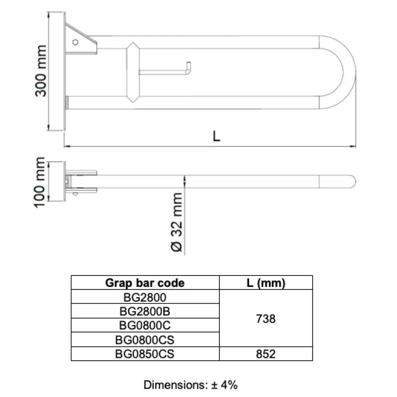 Поручень 73,8 см Mediclinics BG0800CS