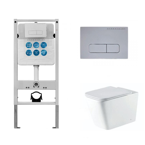 Инсталляция HYDROSMART 07801.N + Панель смыва HYDROSMART 07811.W + Унитаз Nofer ARLES 23040 белый