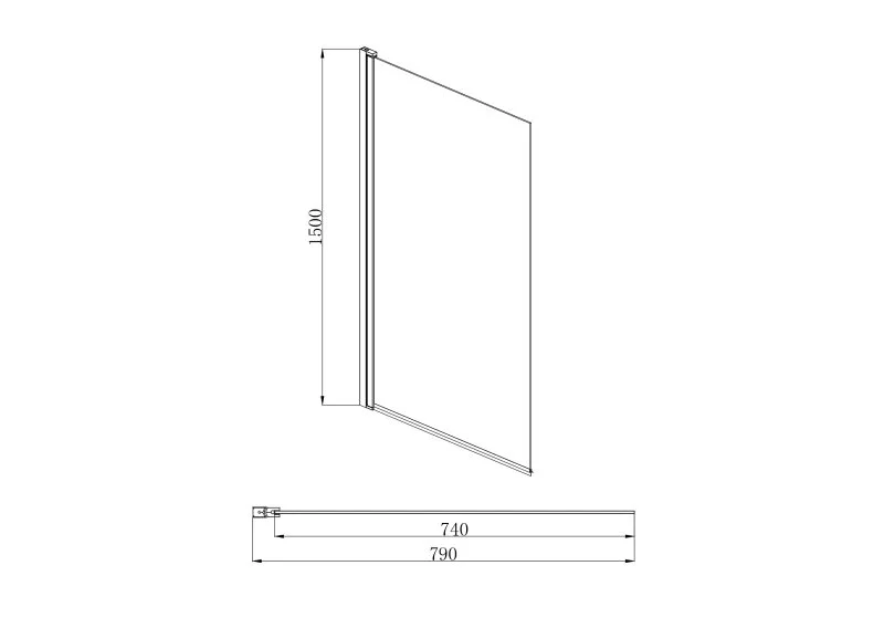 AQ DEL SBA 08015GM Шторка на ванну, одноэлементная, поворотная 800X1500 профиль оружейная сталь