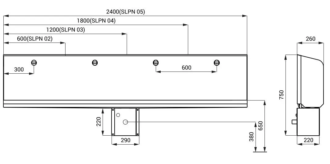Подвесной писсуарный жёлоб, Sanela 91030 (SLPN 03), 120 см