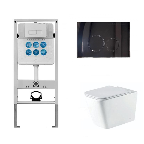 Инсталляция HYDROSMART 07801.N + Панель смыва HYDROSMART 07812.B + Унитаз Nofer ARLES 23040 белый
