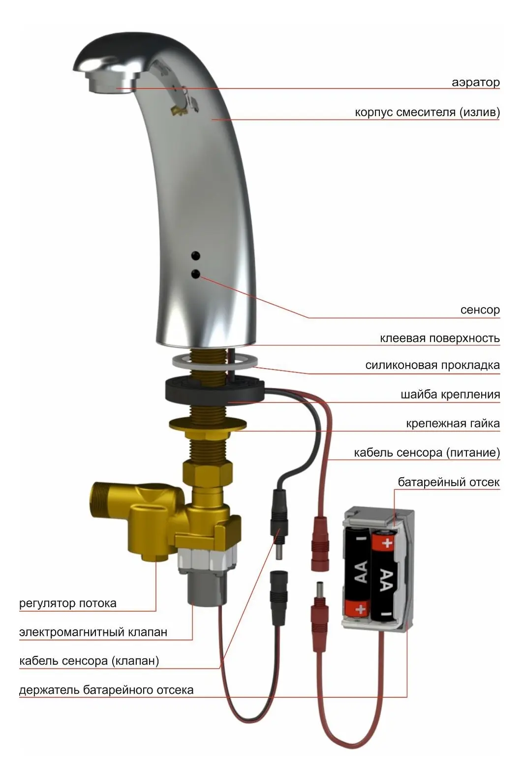 Автоматический бесконтактный кран Kopfgescheit KR5151V-DC