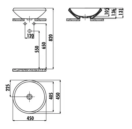 CREAVIT Раковина MN045-00CB00E-0000 мебельная (45см)