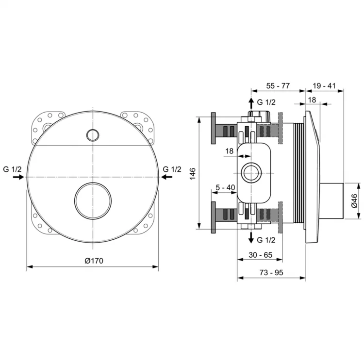 Встраиваемый смеситель для душа со смешиванием Ideal Standard CERAPLUS A6157AA