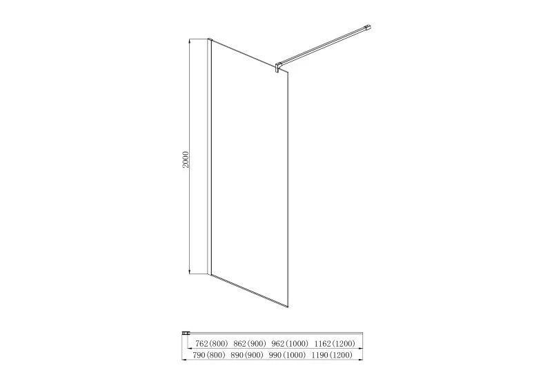 AQ WIW 08020GM Душевая перегородка Walk in с держателем 800x2000 профиль оружейная сталь