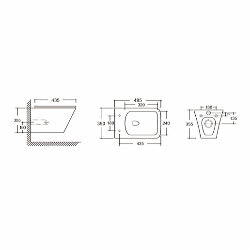 URBATEC URB212311WH Унитаз подвесной 495x350x355 мм Rimless Grazia, с сиденьем, белый глянец