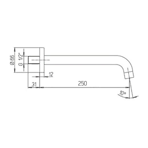 Излив PAINI Cox 78CR207CAN25 250 мм. встраиваемый, хром (CR)