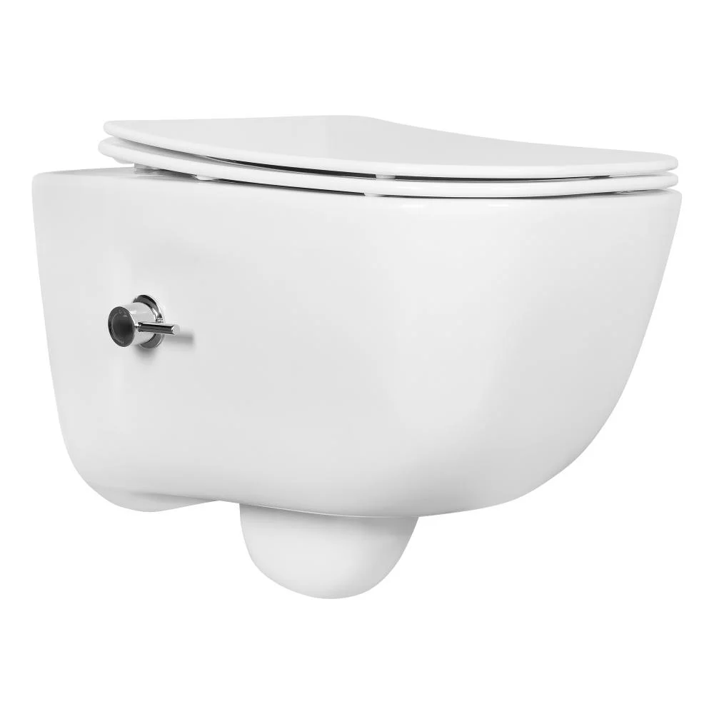 Унитаз подвесной с функцией биде безободковый фарфоровый AQUATEK ДИВА AQ2012B-00 510*350*360 мм