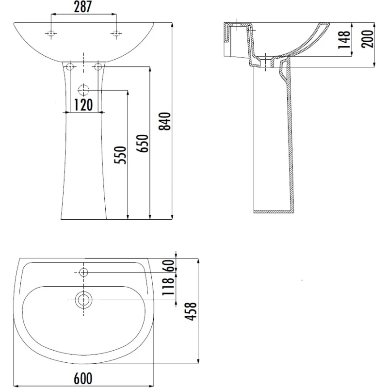 Пьедестал для раковины Creavit Pitta SD250-00CB00E-0000 белый
