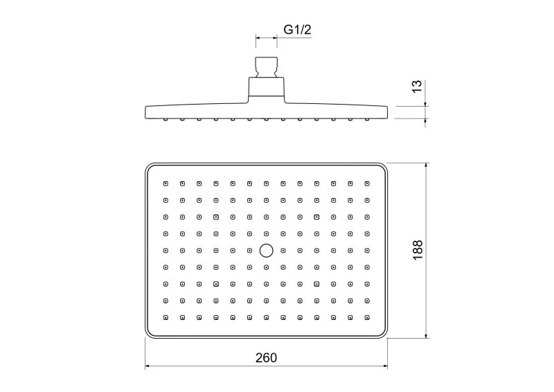 Прямоугольный верхний душ 260*188*68 мм AQUATEK, матовый черный AQ2087MB