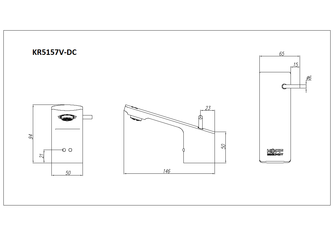 Сенсорный смеситель с регулировкой температуры Kopfgescheit KR5157V-DC
