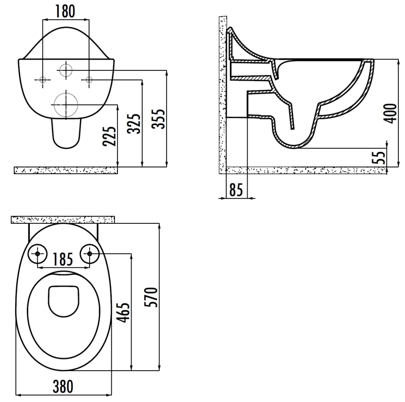 CREAVIT FOGLIA Унитаз подвесной безободковый FG321-11CB00E-0000