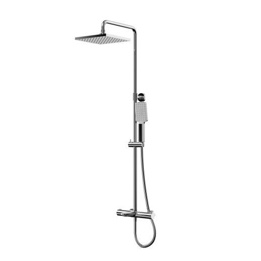 PAINI 09CR687THQ250F3Q80 Nove Душевая система с термоcтатом, фиксированный излив, квадр лейки, хром