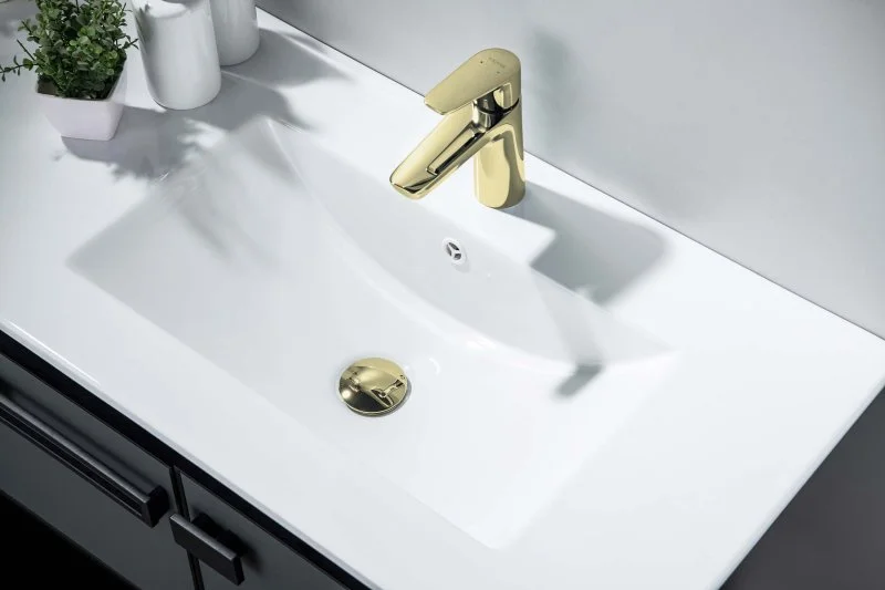 AQ6002PG сливной набор для раковины Push-open с переливом, крышка круглая, полир. Золото