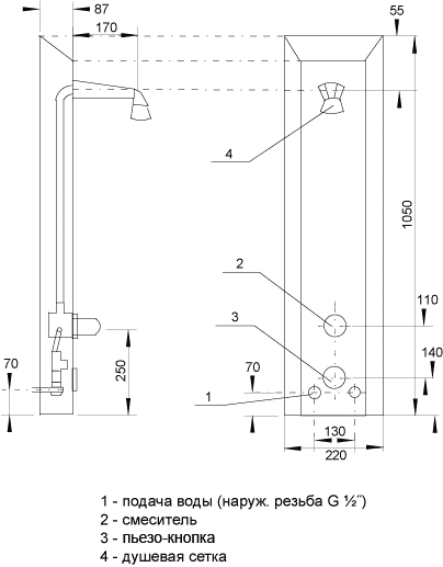 Душевая панель Sanela 82021 (SLSN 02PT)