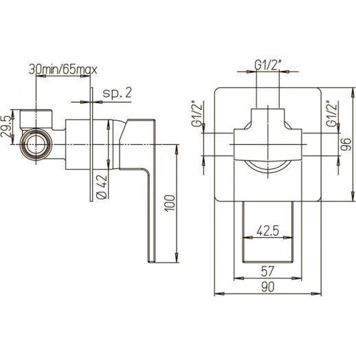 Смеситель для душа PAINI Grazia 21CR690 встраиваемый, хром (CR)