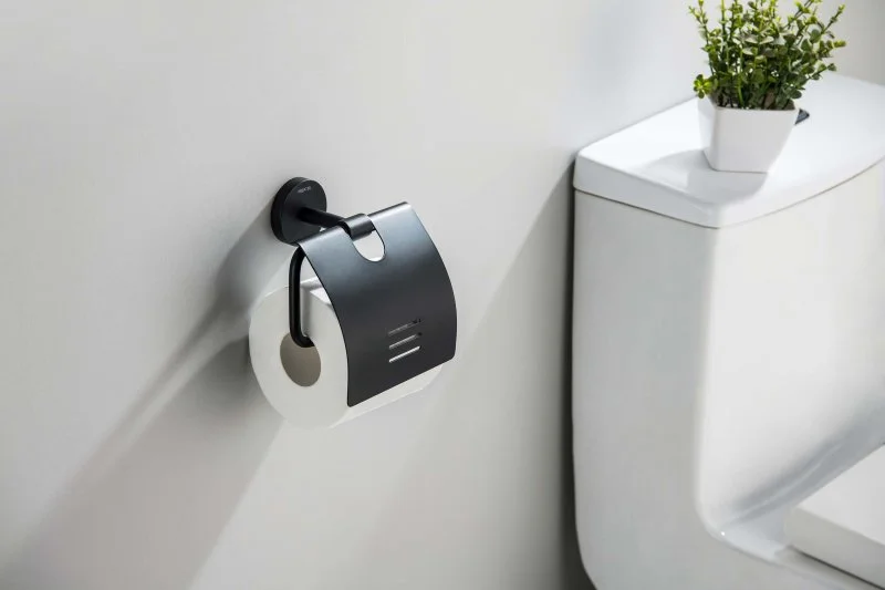 Бумагодержатель с крышкой AQUATEK, матовый черный AQ4609MB БЕТТА