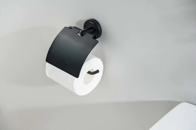 Бумагодержатель с крышкой AQUATEK, матовый черный AQ4209MB ОБЕРОН