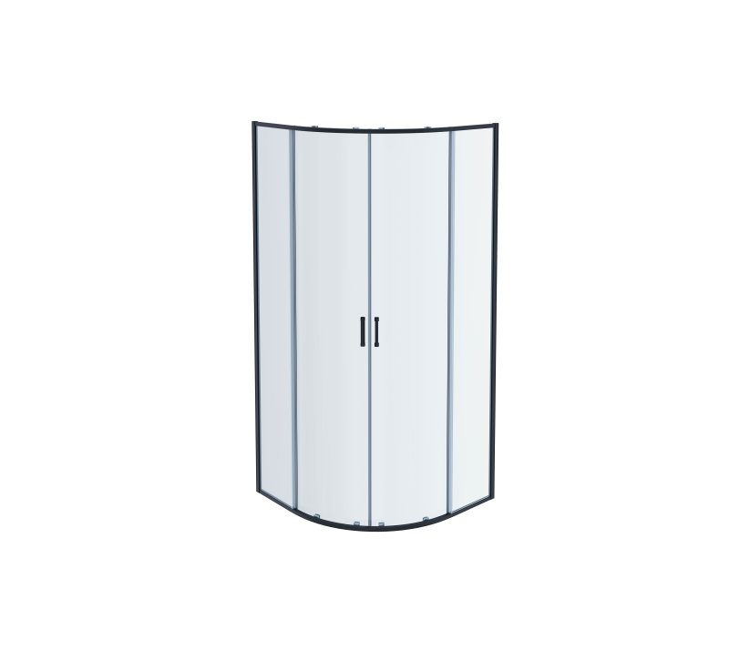 AQ ARI RO 08020BL Душевой уголок 1/4 круга, двери раздвижные 800x800x2000, профиль черный