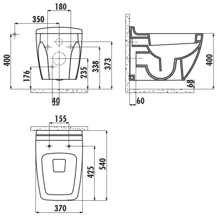 CREAVIT BULL Унитаз подвесной с биде BL320-00CB00E-0000