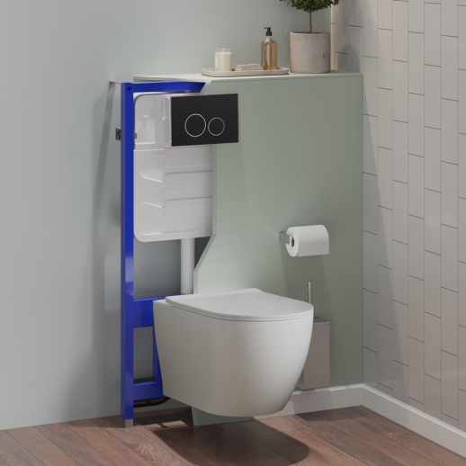 URBSET41MB COX Комплект 4 в 1 URBATEC безободковый унитаз, сиденье, инсталляция, кнопка черная матовая
