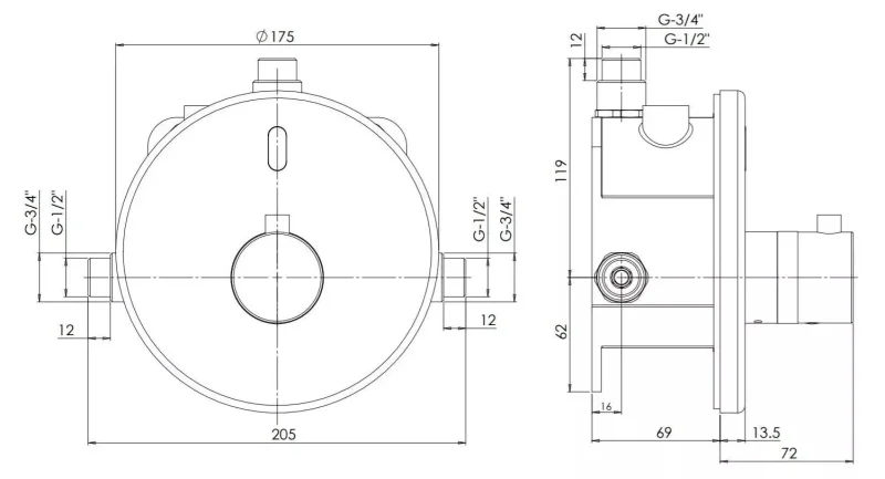 Бесконактный душ с термостатом STERN NEPTUNE 1042 T