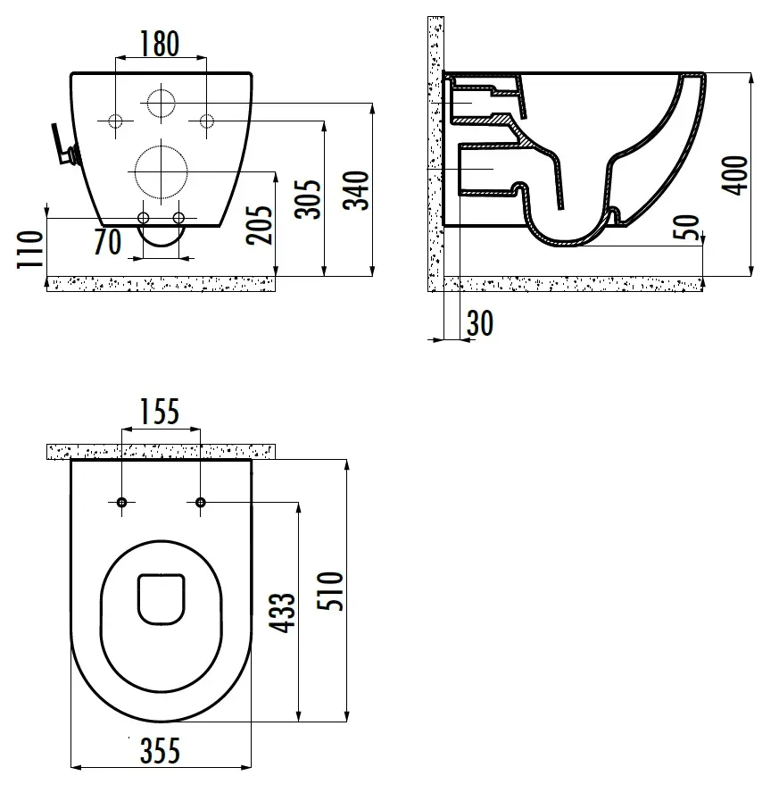 CREAVIT FREE Унитаз безобод с биде с краном FE322-34CB00E-0001