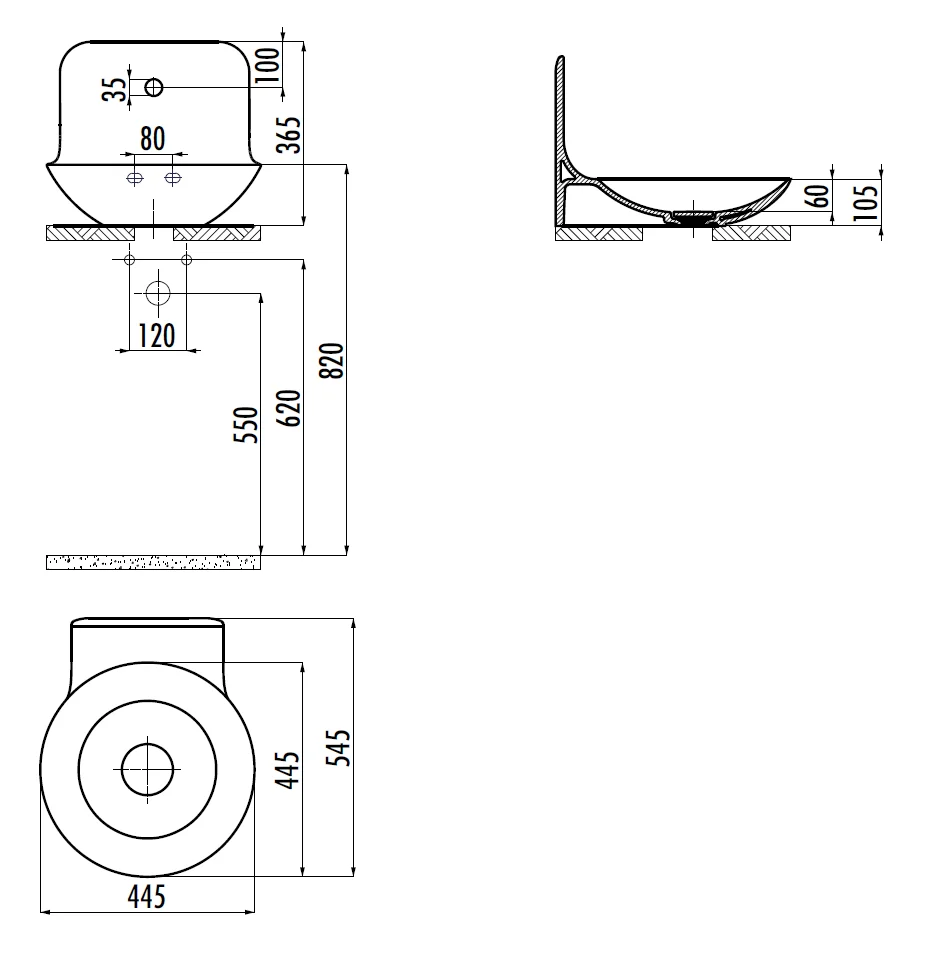 CREAVIT FOGLIA Раковина 45 см FG045-00CB00E-0000