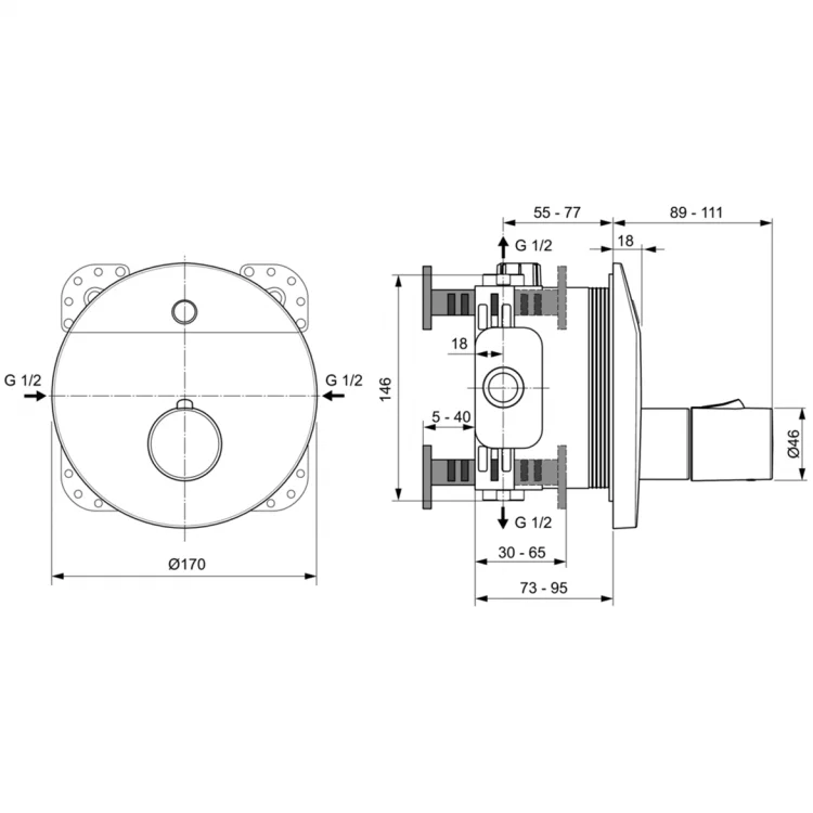 Встраиваемый смеситель для душа со смешиванием Ideal Standard CERAPLUS A6156AA