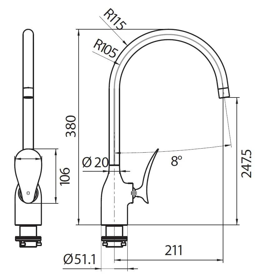 CREAVIT Cмеситель для кухни FOGLIA FG8501