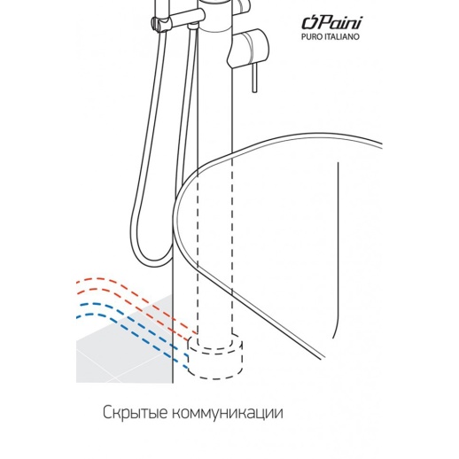 Смеситель напольный PAINI Cox 78PJ136LM для ванны поворотный излив, золото