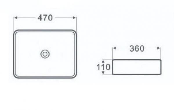 Раковина накладная прямоугольная 470x360x110 мм QTRO47 Nofer 23583 мрамор белый