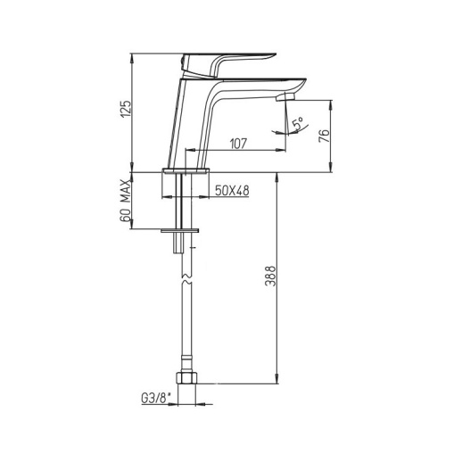 Смеситель для раковины, PAINI Nove 09CR205LMKM, хром