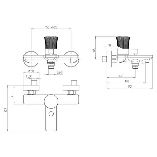Смеситель для ванны PAINI Domus 18PJ111PZ без аксессуаров, брашированное золото PVD (PJ)