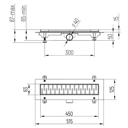 Душевой лоток PAINI CH450M Medium 450 мм