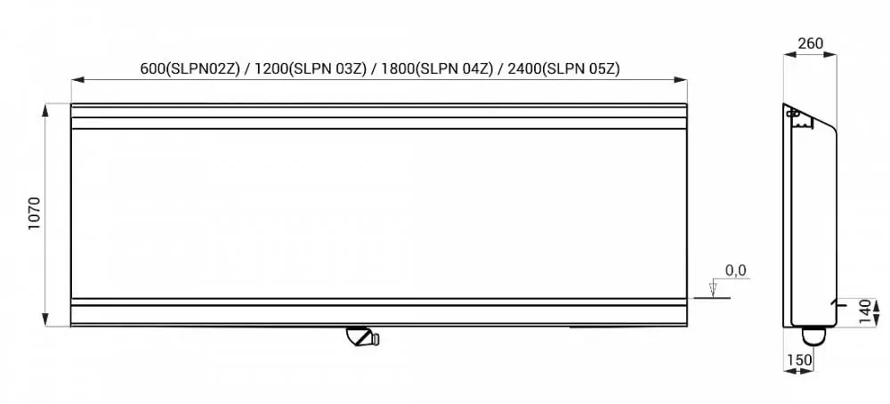 Нержавеющий писсуарный жёлоб 2,4 м Sanela 91056 (SLPN 05Z)
