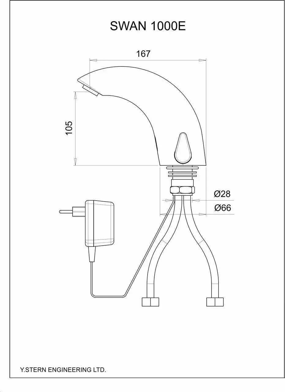 Бесконтактный смеситель для раковины Stern Swan 1000 E AB1953