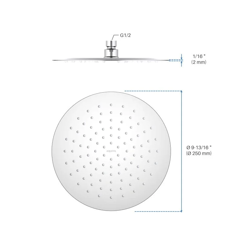 Круглый верхний душ 250*2 мм AQUATEK AQ2073CR