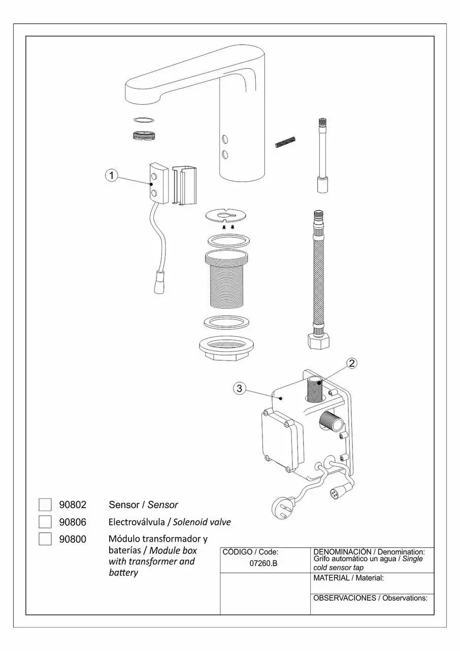Автоматический смеситель для раковины или столешницы Nofer 07260M.B