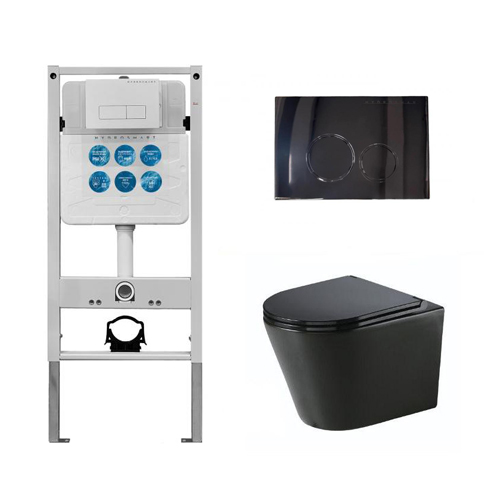 Инсталляция HYDROSMART 07801.N + Панель смыва HYDROSMART 07812.B + Унитаз Nofer Nantes 23031 чёрный