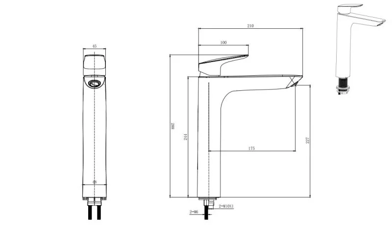 Смеситель для раковины 227 без донного клапана AQUATEK AQ1004CR ВЕГА