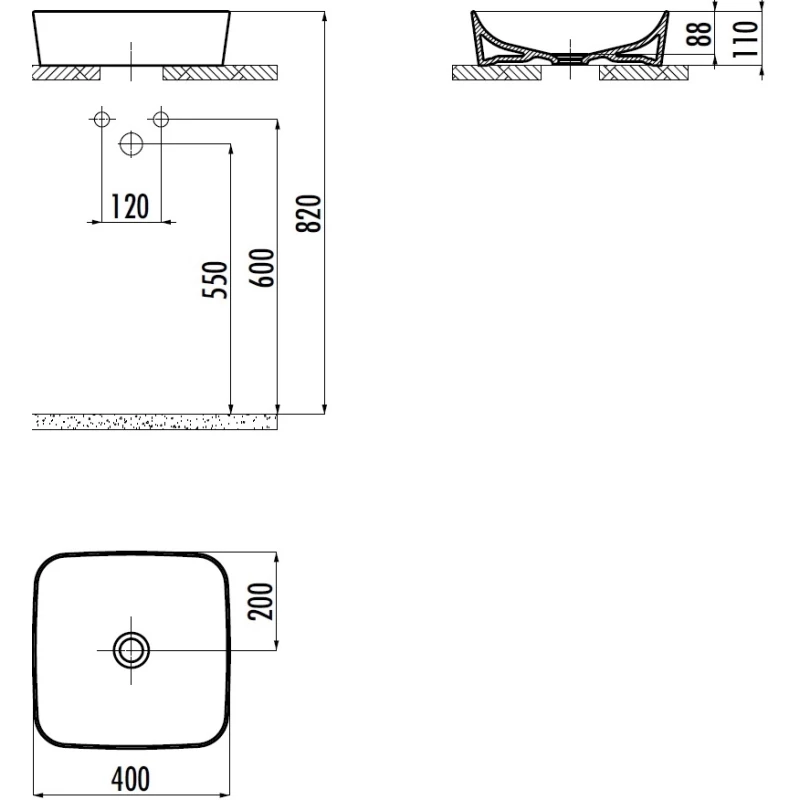 CREAVIT Раковина мебельная (40*40 см) КАПУЧИНО UL040.F