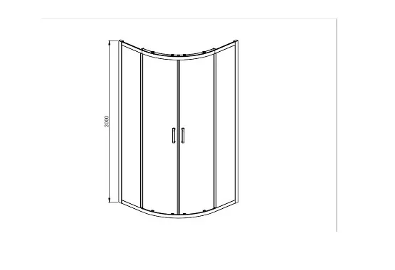 AQ ARI RO 08020BL Душевой уголок 1/4 круга, двери раздвижные 800x800x2000, профиль черный