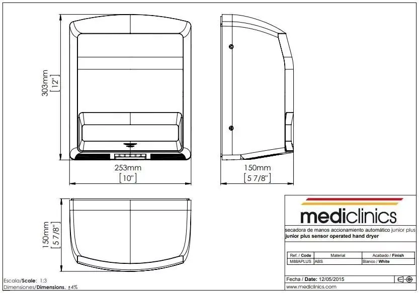 Сенсорная сушилка для рук Mediclinics Junior Plus M88APLUS