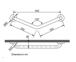 Поручень под углом Nofer 15068.W 135° белый
