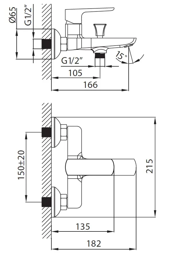 CREAVIT Cмеситель для ванны Slope SP2500