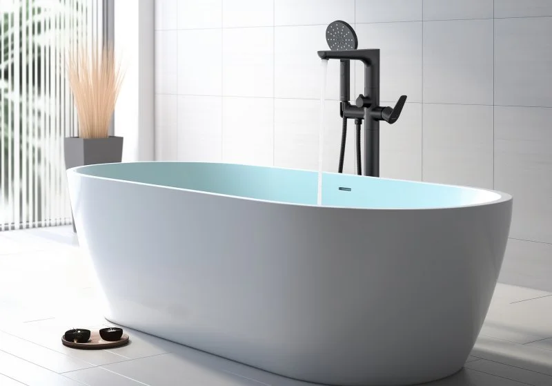 Смеситель для ванны напольный (внешняя и скрытая часть) AQUATEK, матовый черный AQ1145MB БЕТТА