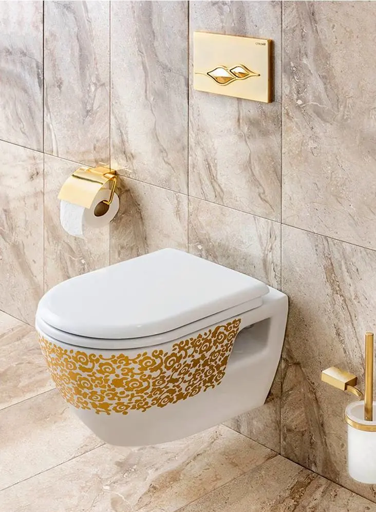 CREAVIT DEKOR ЗОЛОТО ЦВЕТЫ Унитаз подвесной TP325-11CB00E-CA00