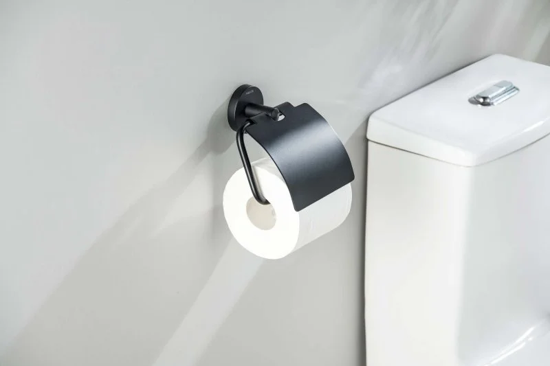 Бумагодержатель с крышкой AQUATEK, матовый черный AQ4209MB ОБЕРОН